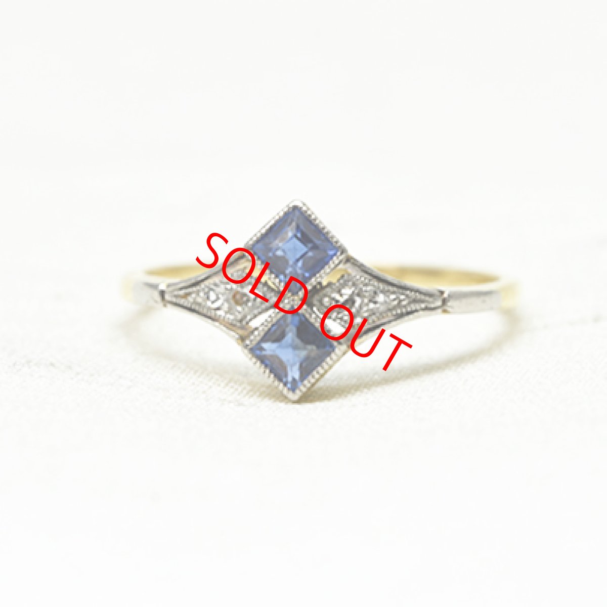 画像1: Sold １８ct.(Pt)サファイア　ダイヤモンドリング (1)