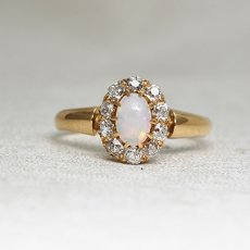 画像1: ゴールド・オパール・ダイヤモンドリング（15ct.） (1)